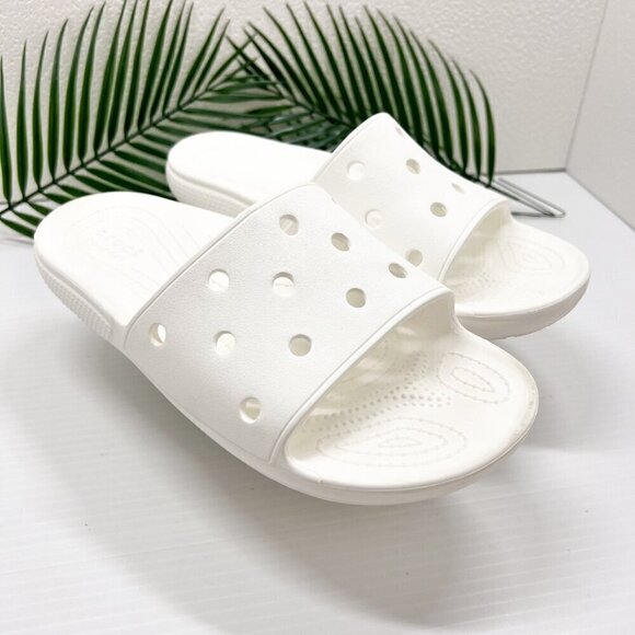 Crocs Unisex Adults' White Croslite Slip On Classic Slide Sandals Size 9M 11W - Picture 3 of 12